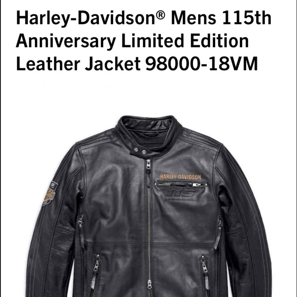 Harley-Davidson Mens 115th Ann Ltd Edn Leather Jkt